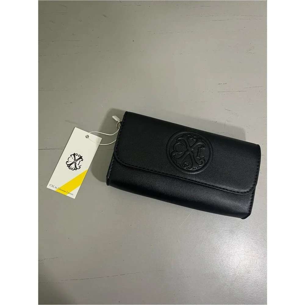 CXL Christian Lacroix Park Smooth Black Small Clutch Wristlet Wallet